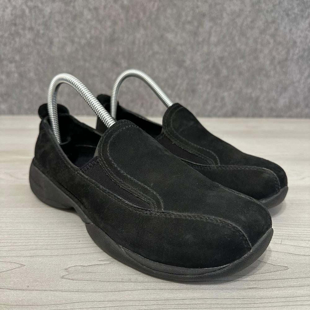 Merrell‎ Primo Moc II Shoes Womens 7.5 Black Suede Slip On Comfort Loafers